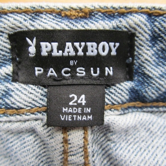 PLAYBOY By PacSun High Rise Boyfriend Bunny Embroidery Crop Jeans Women's Sz 24 - Picture 9 of 10